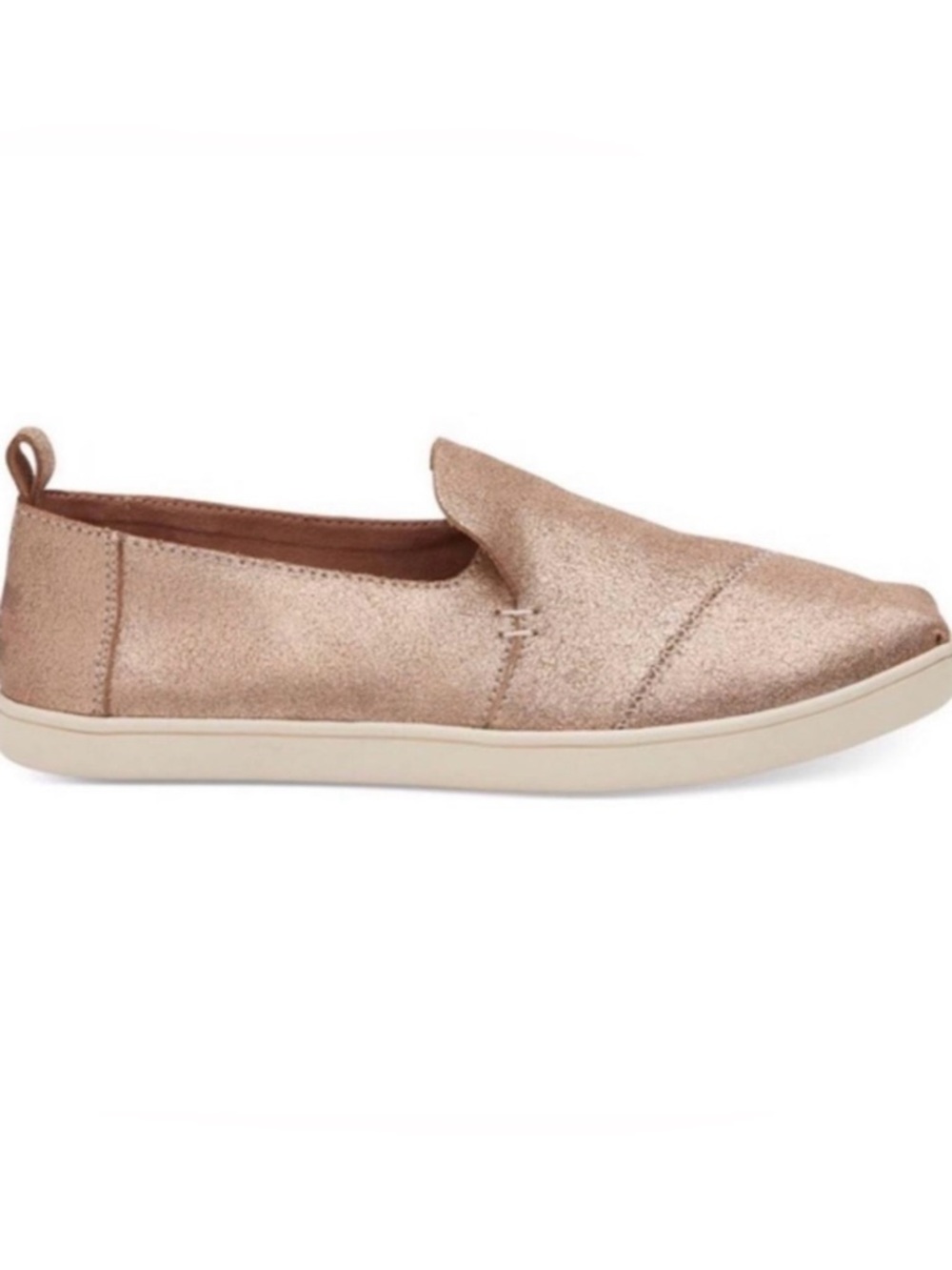 New Nwot Toms Rose Gold Leather Deconstructed Alpargatas Shoes - Picture 2 of 8